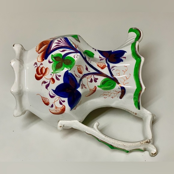 19th Century Gaudy Welsh Unrecorded Pattern Octagonal Footed Jug Handled Pitcher - Picture 10 of 16